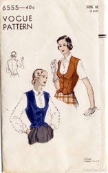 6555 VOGUE 1948 WAISTCOAT VEST 2 PIECE PATTERN 14 32" BUST